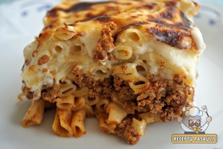 Pasticijo - itališkas makaronų apkepas su faršu, sūriu ir grietinėlės padažu