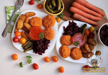 Veganiški / vegetariški raudonųjų lęšių ir morkų maltinukai (orkaitėje)