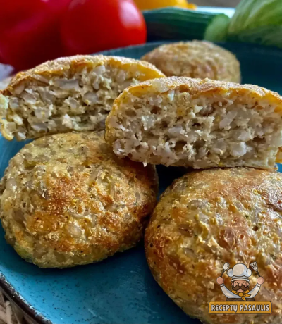 Perlinių kruopų kotletai su varške (arba tofu)