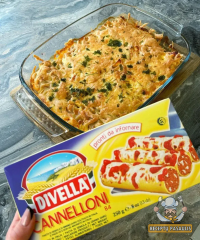 Cannelloni arba faršu įdaryti makaronai su sūriu