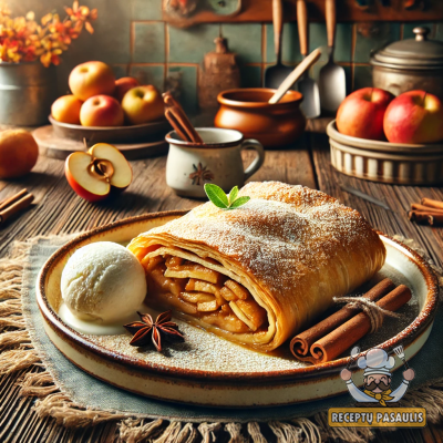 Vokiečių Apfelstrudel - obuolių pyragas