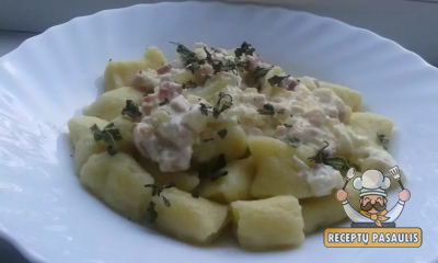 Itališki virtinukai Gnocchi su šoninės padažu