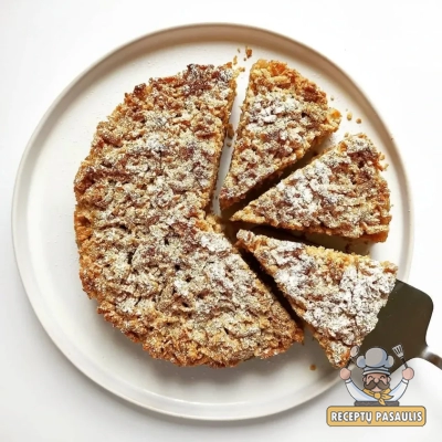 Lengvai pagaminamas obuolių pyragas be kiaušinių, su sviestu