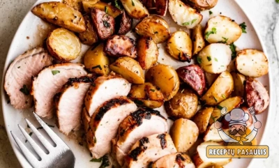 Marinuotas kiaulienos nugarinės kepsnys, keptas rankovėje - orkaitėje