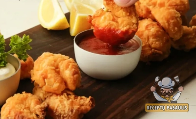 Keptos krevetės tešloje