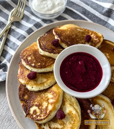 Purūs rikotos sūrio blyneliai su kvietiniais miltais