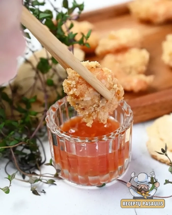 Keptos krevetės panko džiūvėsėliuose ir kokosų drožlėse