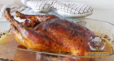 Lėtai keptas ančiukas orkaitėje, įdarytas obuoliais