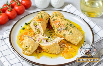 Kiaulienos suktinukai su įvairiais įdarais ( zrazai )