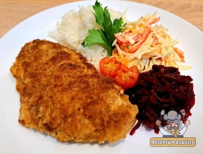 Klasikinis kiaulienos karbonadas su džiūvėsėliais