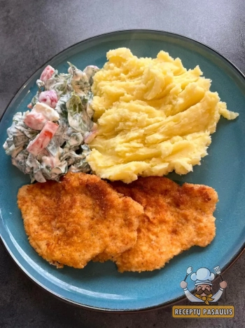 Paprasti karbonadai iš faršo, su kiaušiniais ir miltais