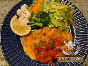 Kapotos vištienos kepsnys su majonezu ir krakmolu