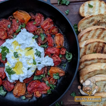 Kepti pomidorai su burrata