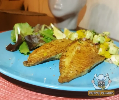 Greita kepta tilapija keptuvėje su mango-avokado salsa