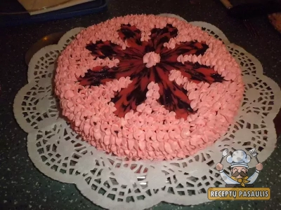 Tortas "Jaunystė" su zefyriniu ir plikytos bezės kremais