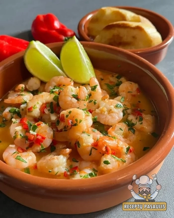 Krevetės medaus ir česnakų padaže
