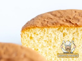 Drėgnas, purus ir tvirtas genoise vanilinis biskvitas