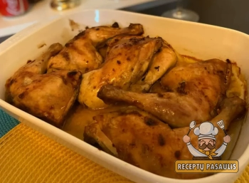 Orkaitėje kepti vištienos ketvirčiai su alaus marinatu