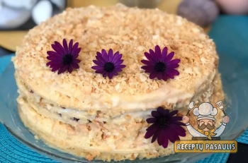 Tortas "Napoleonas" su citrininiu sutirštinto pieno kremu