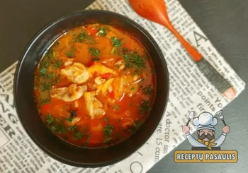 Paprasta charčio sriuba su jautiena ir ryžiais (lietuviškas variantas)