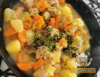 Vieno puodo kiaulienos kumpio troškinys su daržovėmis