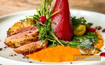 Kepta anties krūtinėlė su kriaušėmis