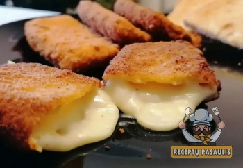 Gruzdintos mocarelos sūrio lazdelės su džiūvėsėliais