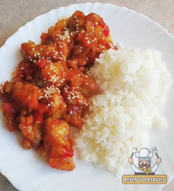 Kalakutiena mandžiūriškai su soja ir čili padažu