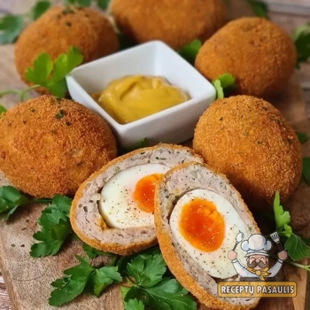 Traškūs Škotiški kiaušiniai su kiaulienos faršu