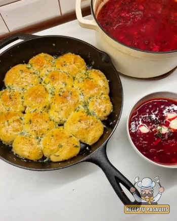 Nesaldžios česnakinės bandelės - Ukrainietiškos pampuškos