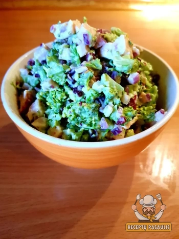 Greitos brokolių salotos su džiovintomis spanguolėmis ir saulėgrąžomis