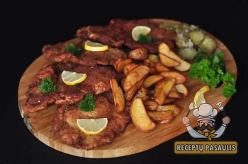 Vokiškas šnicelis iš kiaulienos išpjovos