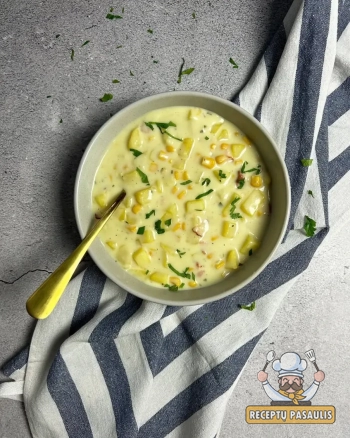 Tiršta bulvių ir kukurūzų sriuba