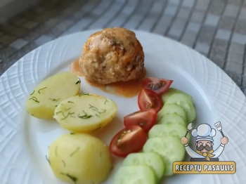 Vištienos tefteliai su ryžiais, užkepti orkaitėje