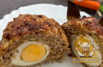 Netikras zuikis su kiaušinių ir špinatų įdaru