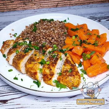 Vištienos krūtinėlė (kepsneliai) kepta orkaitėje be riebalų