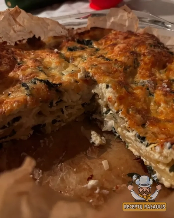 Lazanija su varške ir špinatais