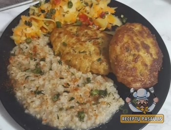 Margieji vištienos maltinukai su paprikomis, majonezu ir krakmolu