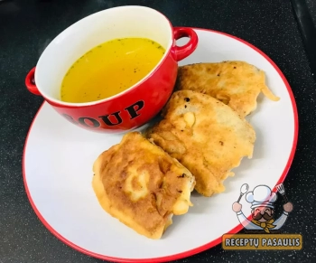 Lavašo čeburekai su faršu ir sūriu, karšto oro gruzdintuvėje